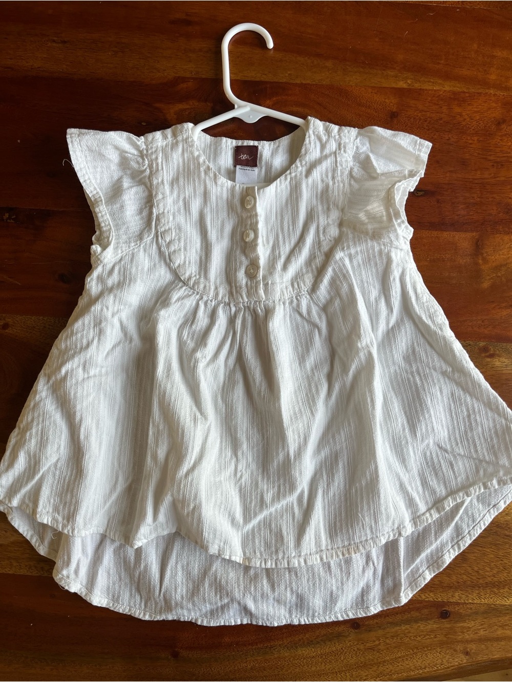 White Girls' Flutter Sleeve Top - Brand: TEA